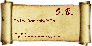 Obis Barnabás névjegykártya